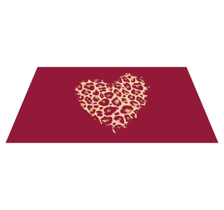 Leopard print tekstur hjerte vinyl teppe rektangel - Tenstickers