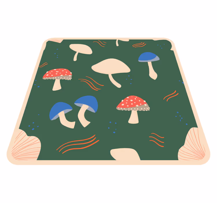 Rød og hvit realistisk sopp vinyl teppe natur - Tenstickers
