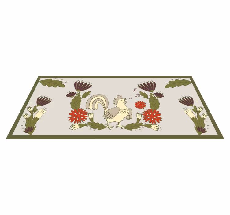 Sjarmerende blomsterhane vinyl teppe dyr - Tenstickers
