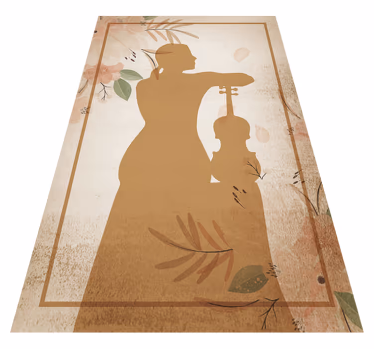 Fiolinist silhuett sittende tilbake vinyl teppe moderne - Tenstickers