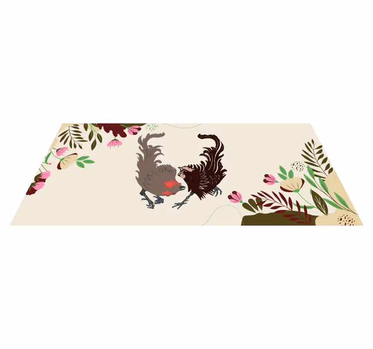 Duer blomsterscene vinyl teppe dyr - Tenstickers