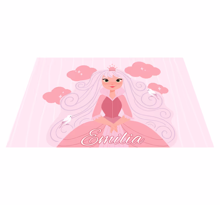Prinsessefigur vinyl teppe med navn - Tenstickers