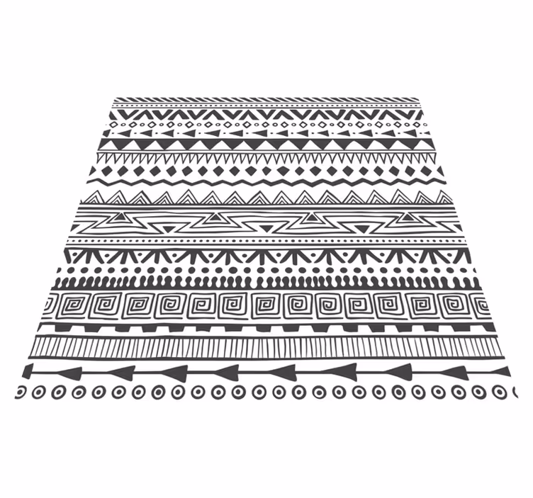 Hvit og svart design vinyl teppe etnisk - Tenstickers