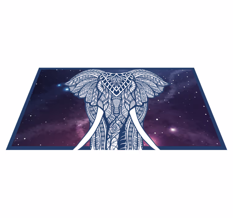 Intrikat elefantkunstverk vinyl teppe med navn - Tenstickers