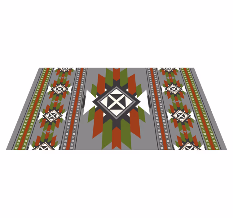 Grønt og grått nordisk geometrisk mønster vinyl teppe etnisk - Tenstickers