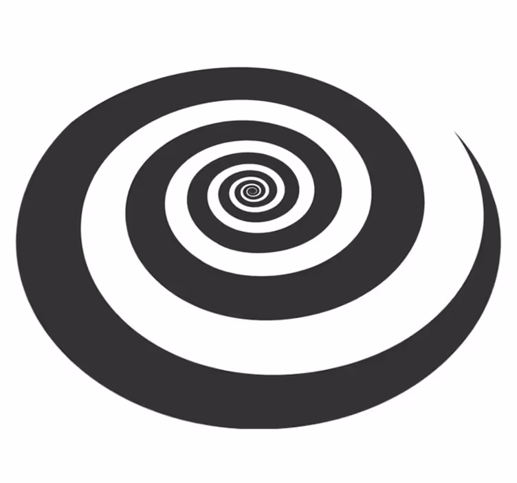 Svart og hvit hypnotisk retro spiral vinyl teppe ungdom - Tenstickers