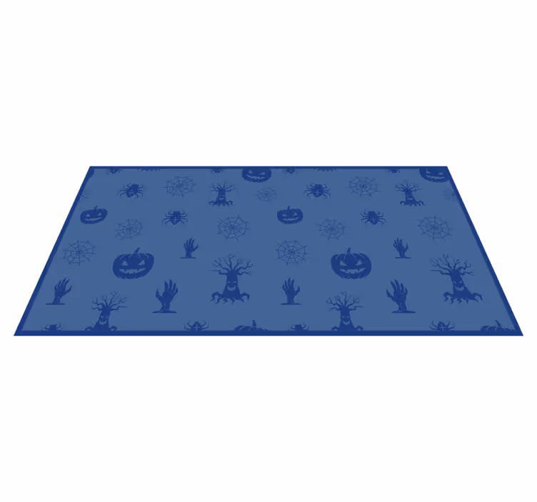 Blått skummelt tema Halloween vinyl teppe - Tenstickers