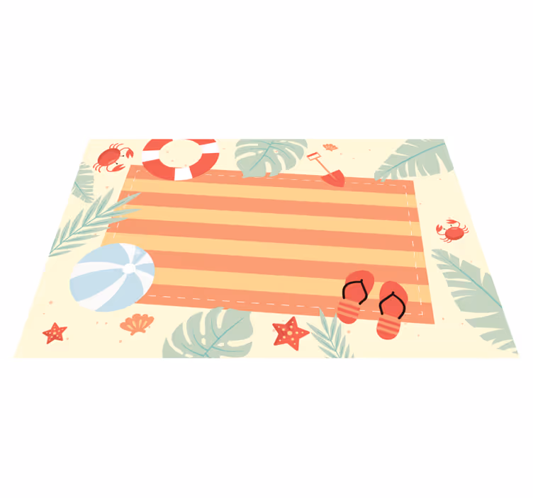 Organisk flat sommerstranddesign vinyl teppe moderne - Tenstickers