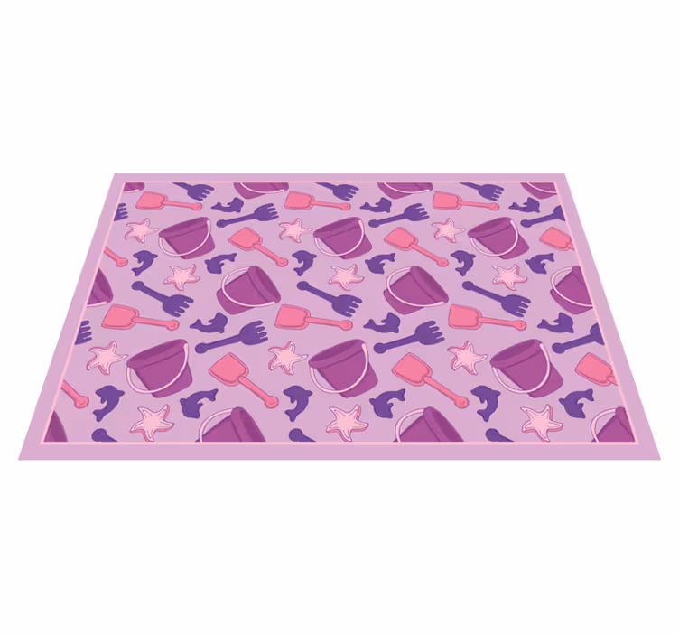 Håndtegnet sommer strand spill mønster vinyl teppe moderne - Tenstickers