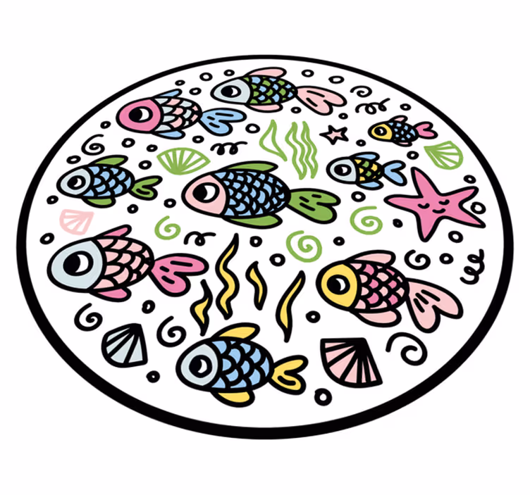 Fargerike fiskemønstre vinyl teppe dyr - Tenstickers