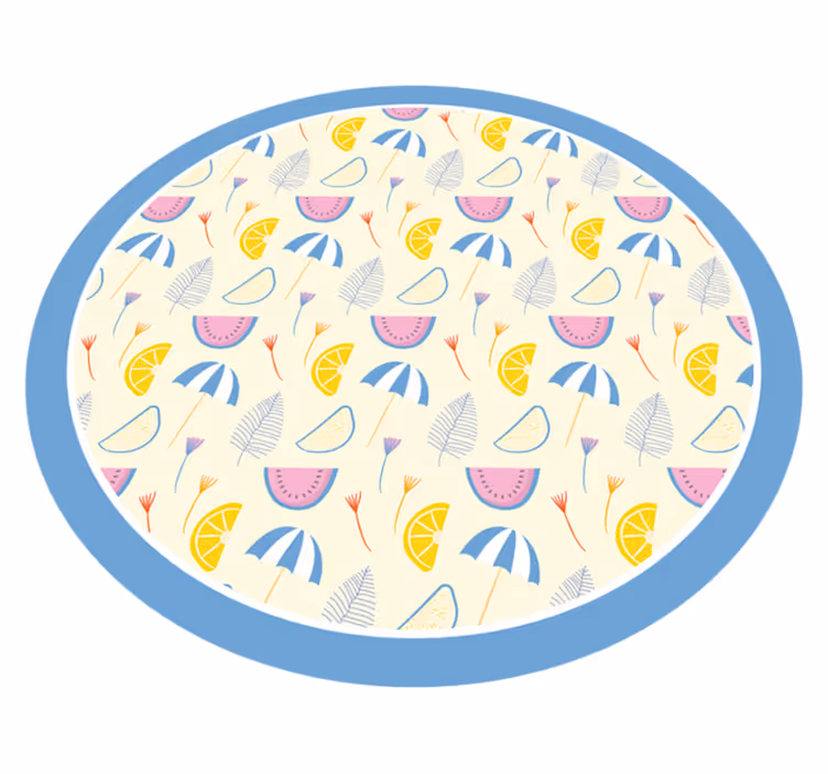 Pastell vannmelon og paraplyer vinyl teppe moderne - Tenstickers