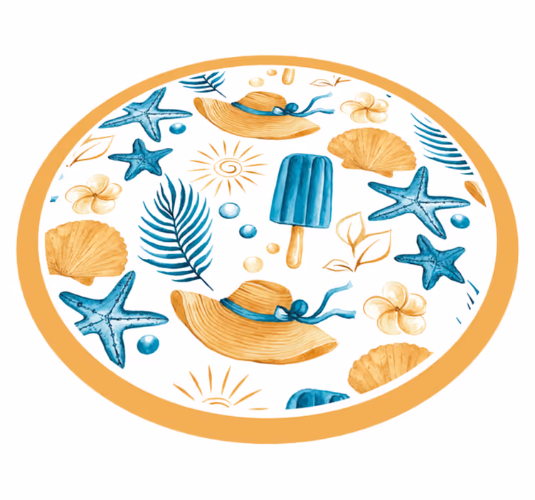 Sommerferiestemning vinyl teppe natur - Tenstickers