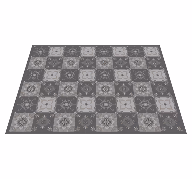 Grått vintage mosaikkmønster vinyl teppe hydraulisk - Tenstickers