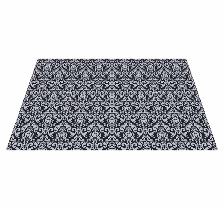 Grått og svart barokk mosaikkmønster vinyl teppe hydraulisk - Tenstickers