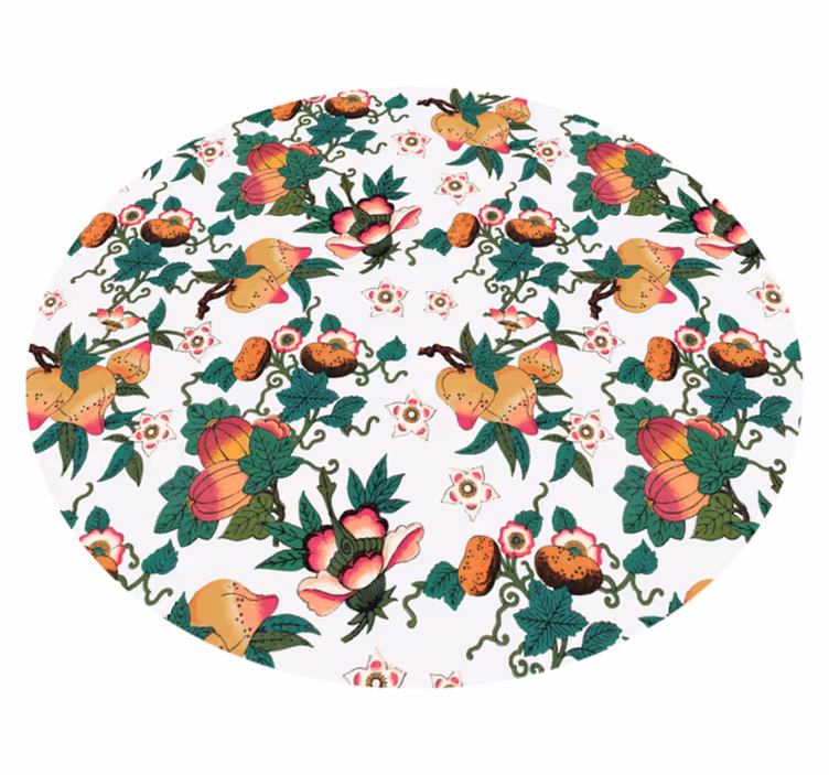 Sommerblomster mønster vinyl teppe rund - Tenstickers