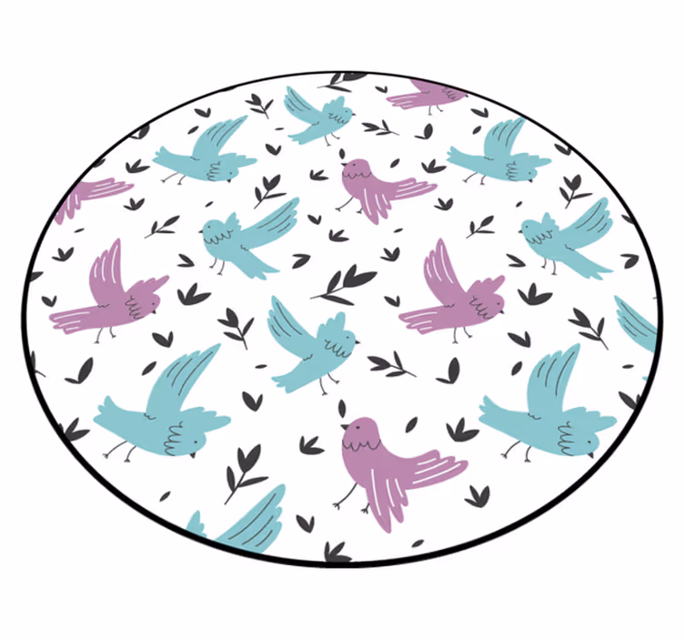 Blå og lilla fugler vinyl teppe natur - Tenstickers