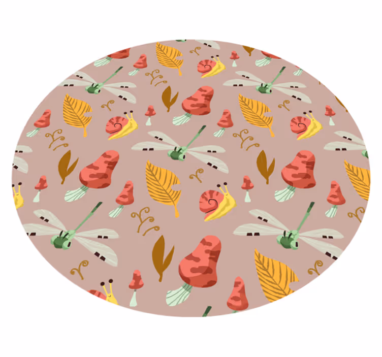Beige skogelementer vinyl teppe natur - Tenstickers