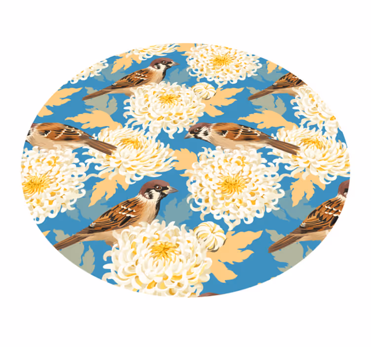 Vinyl teppe blomster og planter spurv blomstermønster - Tenstickers