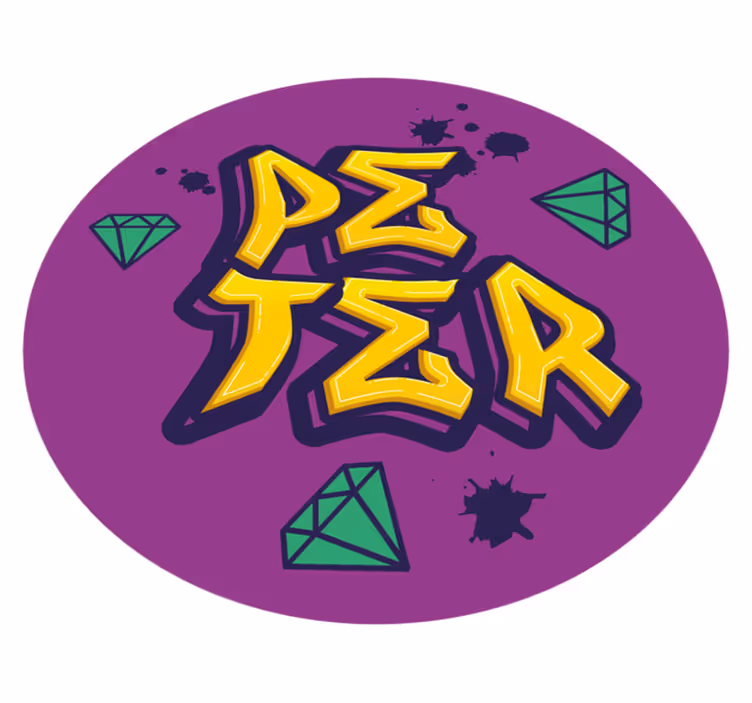 Kunst og diamanter vinyl teppe med navn - Tenstickers