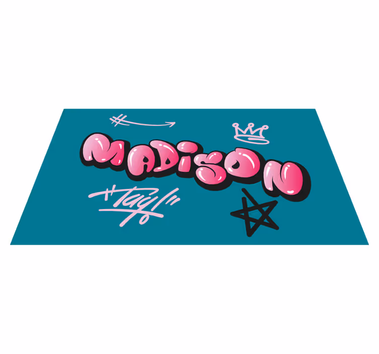 Rosa kul bokstavgraffiti vinyl teppe med navn - Tenstickers