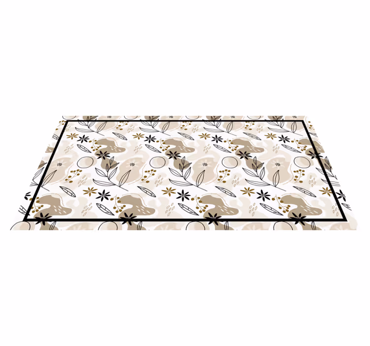 Beige løvelementer vinyl teppe blomster og planter - Tenstickers