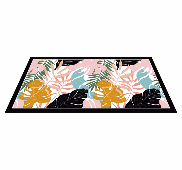 Tropisk bladpalett vinyl teppe natur - Tenstickers