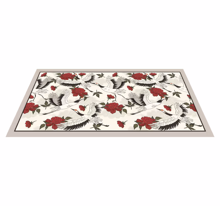 Elegant kranmønster vinyl teppe natur - Tenstickers