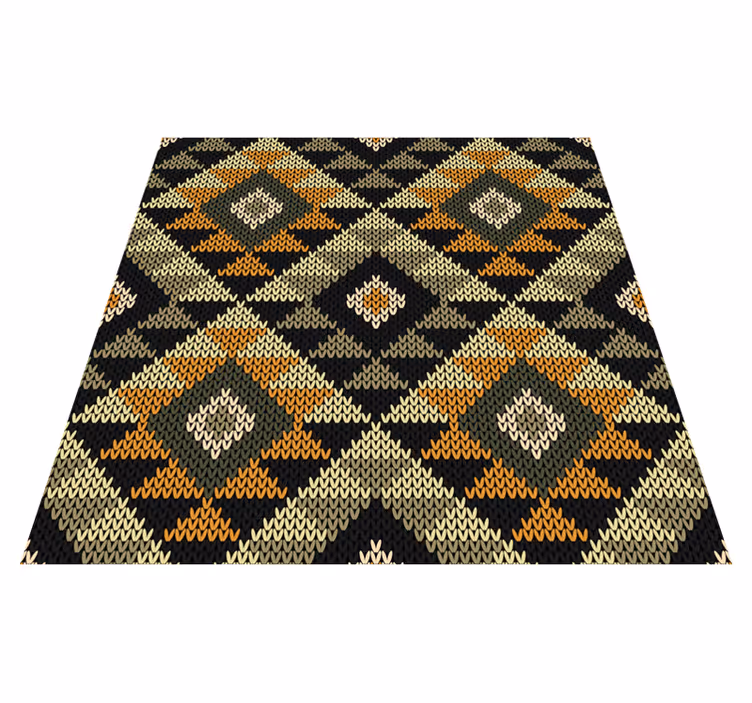Rhombus beige og svart naturfiberimitasjon vinyl teppe tekstur - Tenstickers
