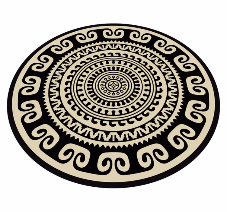 Klassisk sirkulært mønster vinyl teppe mandala - Tenstickers
