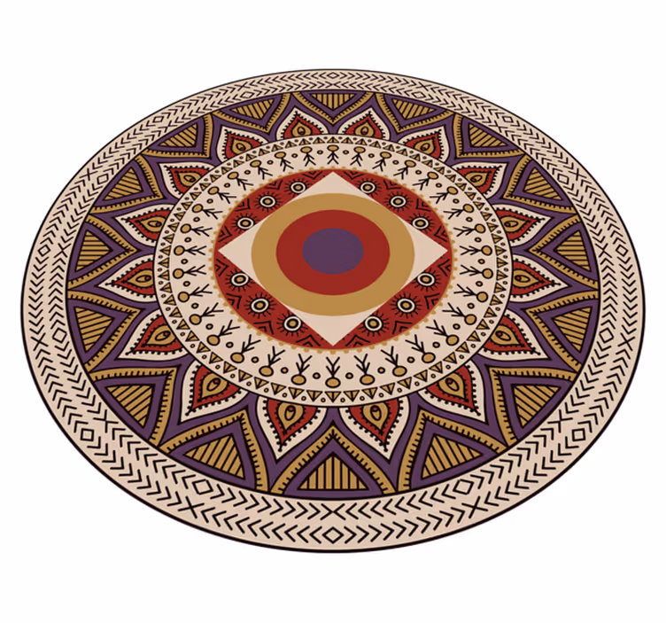 Levende sirkulært mønster vinyl teppe mandala - Tenstickers
