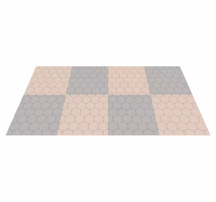 Grå og beige sekskanter bad vinyl teppe - Tenstickers