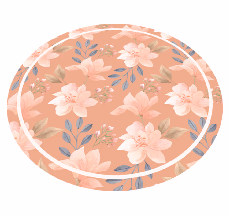 Fersken blomstermønster vinyl teppe blomster og planter - Tenstickers