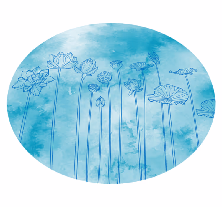 Lotusblått sprut vinyl teppe blomster og planter - Tenstickers
