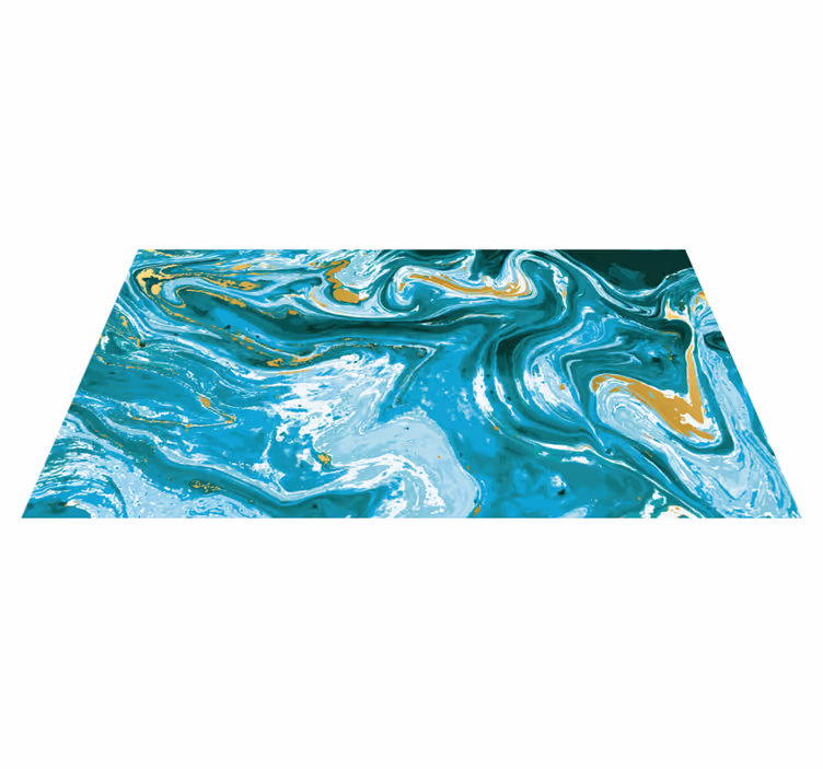 Virvlende akvamarin eleganse marmor vinylteppe - Tenstickers