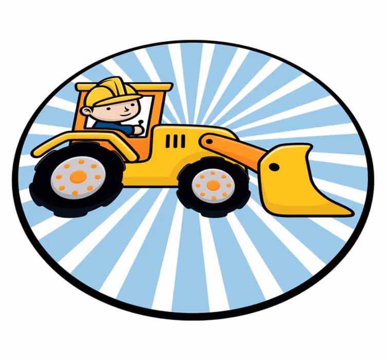 Tegneserie gravemaskin arbeider Vinyl teppe flere barn - Tenstickers