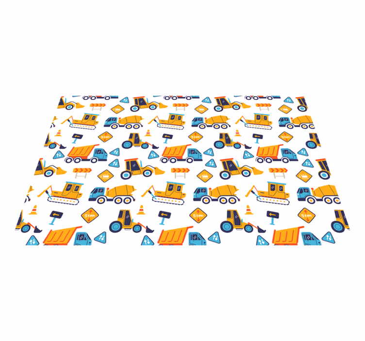 Tegneserie byggeplass Vinyl teppe flere barn - Tenstickers