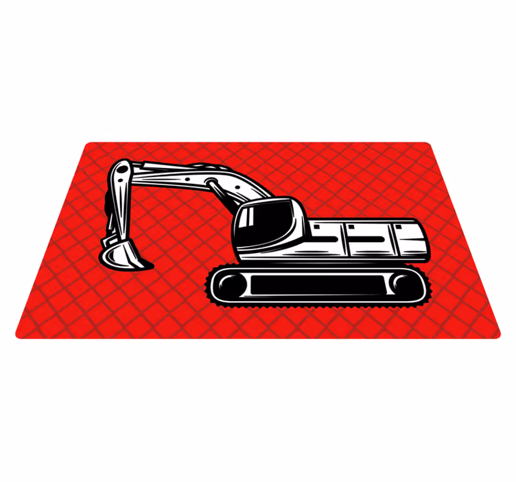 Gravemaskin kunst Vinyl teppe flere barn - Tenstickers