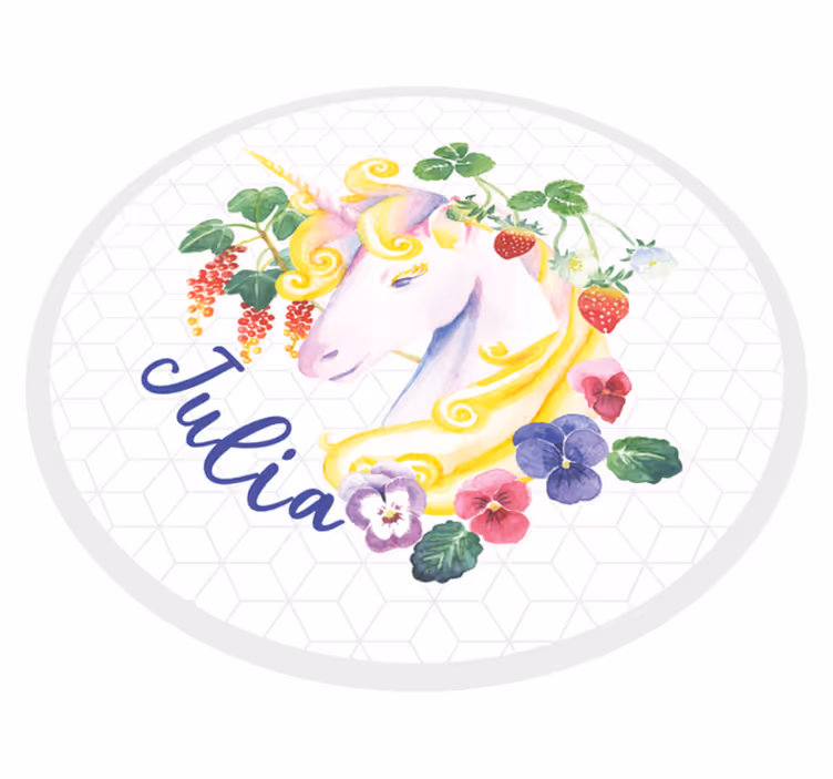 Tilpasset enhjørningsblomst vinyl teppe ungdom - Tenstickers