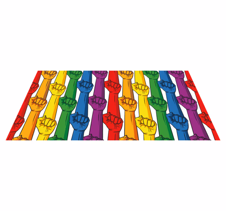 Knyttneve i regnbuefarger vinyl teppe stue - Tenstickers