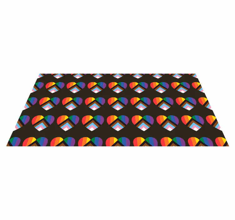 Oppdatert pride -flagg i hjerteform vinyl teppe stue - Tenstickers