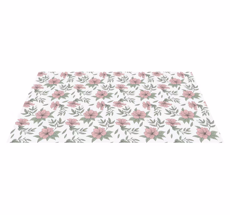 Minimalistiske botaniske rosa blomster vinyl teppe blomster og pl - Tenstickers