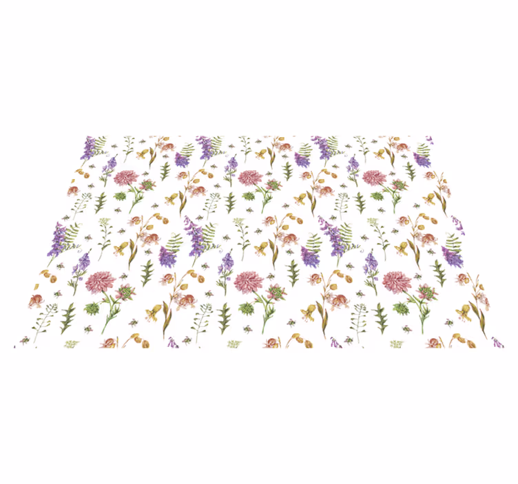 Flerfargede minimalistiske villblomster vinyl teppe blomster og p - Tenstickers