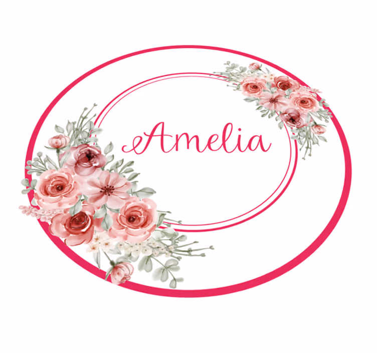 Blomstermonogram med navn vinyl teppe soverom - Tenstickers