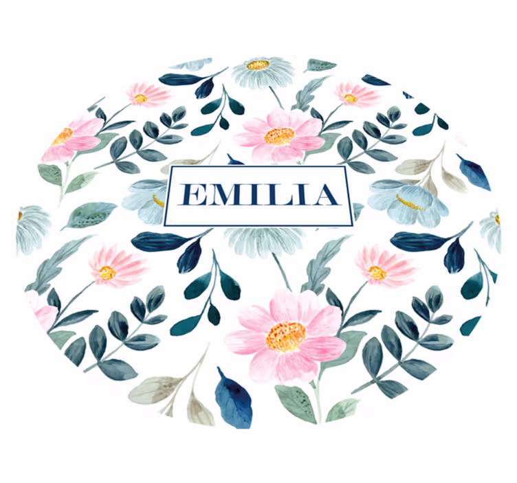 Blomsternavn personalisering vinyl teppe soverom - Tenstickers