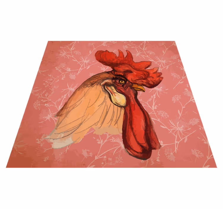 Vinyl teppe dyreavtrykk hane blomsterdesign - Tenstickers