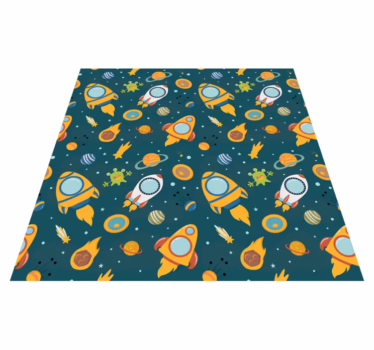 Planeter, romvesener og romskip vinylteppe - Tenstickers