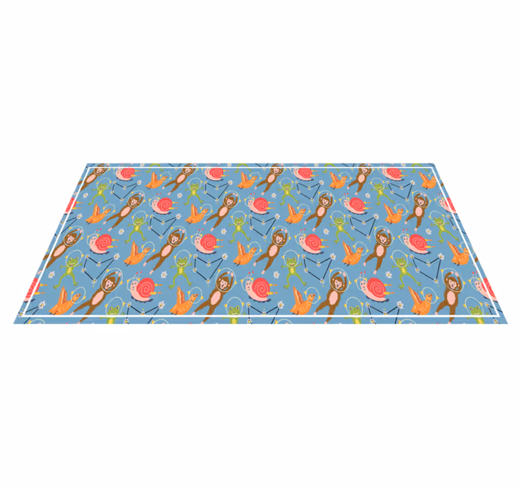Fargerike romvesener Vinyl teppe flere barn - Tenstickers
