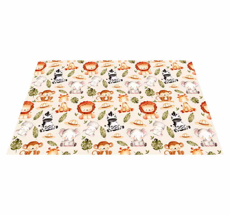 Søte safaridyr vinyl teppe baby - Tenstickers