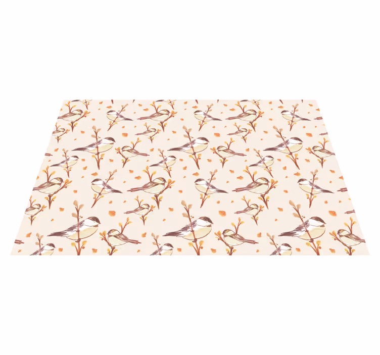 Fortryllende fuglemotiver vinyl teppe blomster og planter - Tenstickers