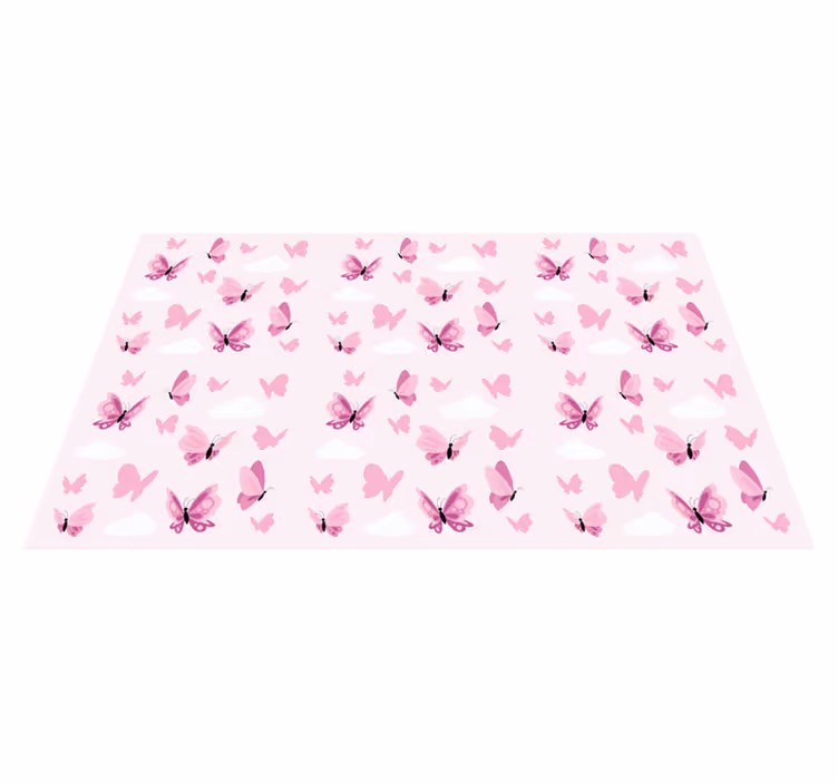 Rosa sommerfugler Vinyl teppe flere barn - Tenstickers